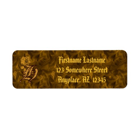 Monogramm Initiale H Gold Pfingstrose Rücksendeadr (Vorne)