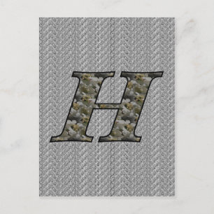 Monogramm Initiale H Hortensienblüten Postkarte