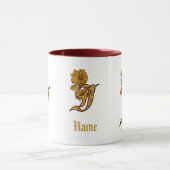 Monogramm Initiale I Elegantes Gold Pfingstrose Pe Tasse (Zentrum)