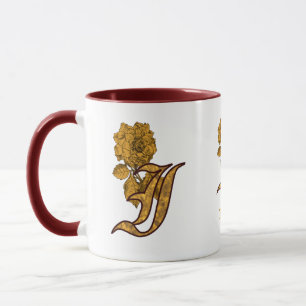 Monogramm Initiale I Elegantes Gold Pfingstrose Pe Tasse