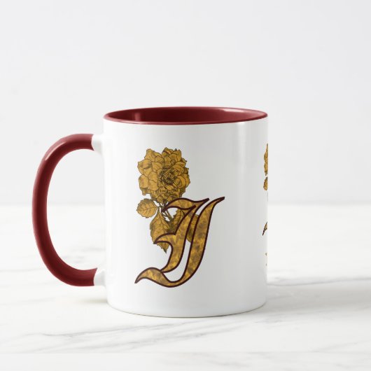 Monogramm Initiale I Elegantes Gold Pfingstrose Pe Tasse (Links)