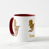 Monogramm Initiale I Elegantes Gold Pfingstrose Pe Tasse (Vorderseite Links)