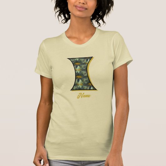 Monogramm Initiale I Gänseblümchen-Blumenkunst ind T-Shirt (Vorderseite)