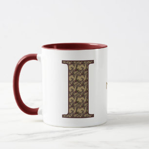 Monogramm Initiale I Vintage-Blumenmuster personal Tasse