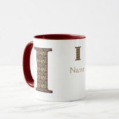 Monogramm Initiale I Vintage-Blumenmuster personal Tasse (Vorderseite Links)