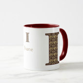Monogramm Initiale I Vintage-Blumenmuster personal Tasse (VorderseiteRechts)