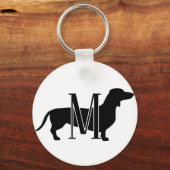Monogramm Initiale Ich liebe Dachshunds Silhouette Schlüsselanhänger (Vorderseite)