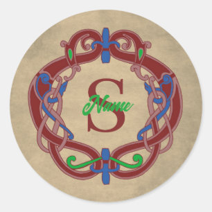Monogramm Initiale keltische Gestaltung personalis Runder Aufkleber