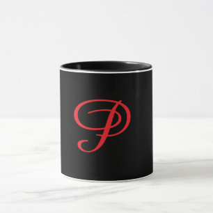 Monogramm Initiale Kursiv P Schwarz Tasse