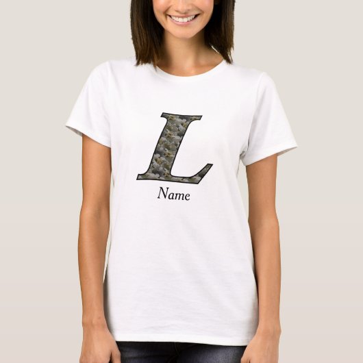 Monogramm Initiale L Hydrangeenblüten Personalisie T-Shirt (Vorderseite)