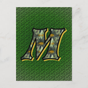 Monogramm Initiale M Gänseblümchen Blumen Kunst Postkarte