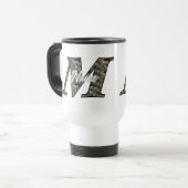 Monogramm Initiale M Hortensien Blumen Personalisi Reisebecher (Vorderseite Links)