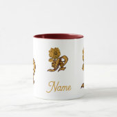 Monogramm Initiale N Gold Pfingstrose Personalisie Tasse (Zentrum)