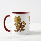 Monogramm Initiale N Gold Pfingstrose Personalisie Tasse (Links)