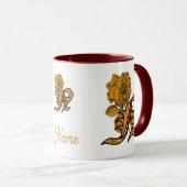 Monogramm Initiale N Gold Pfingstrose Personalisie Tasse (VorderseiteRechts)