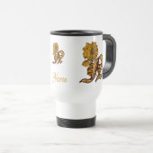Monogramm Initiale N Goldene Pfingstrose Personali Reisebecher (VorderseiteRechts)