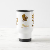 Monogramm Initiale N Goldene Pfingstrose Personali Reisebecher (Mittel)