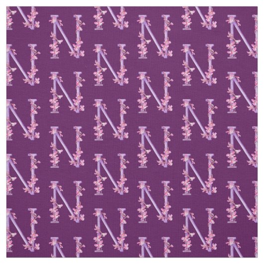 Monogramm initiale N lila Orchideenfarbe Stoff (Muster)
