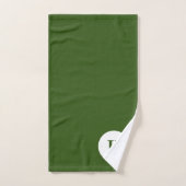 Monogramm Initiale Name dunkelgrüne farbenfrohe Mo Badhandtuch Set (Handtuch)