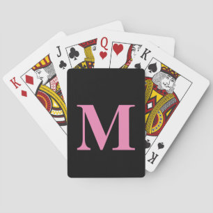 Monogramm Initiale Name Rosa Schwarz Weiblich Gesc Spielkarten