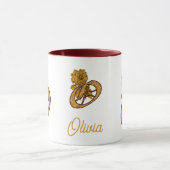Monogramm Initiale O Gold Pfingstrose Personalisie Tasse (Zentrum)
