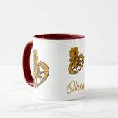 Monogramm Initiale O Gold Pfingstrose Personalisie Tasse (Vorderseite Links)