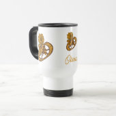 Monogramm Initiale O Goldene Pfingstrose Personali Reisebecher (Vorderseite Links)