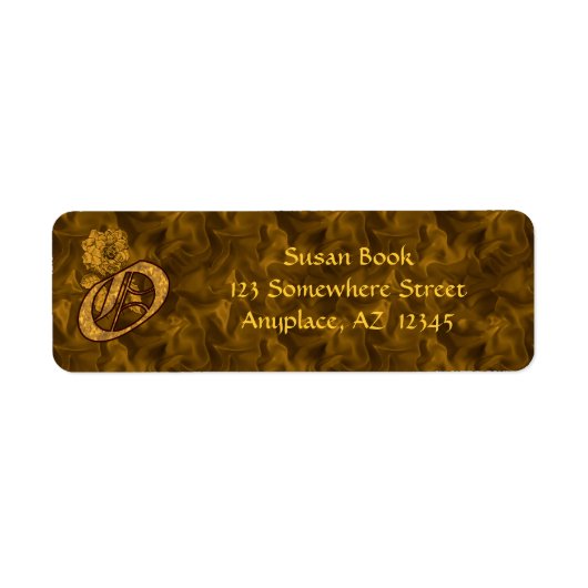 Monogramm Initiale O Goldene Pfingstrose Rücksende (Vorne)