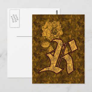 Monogramm Initiale R Elegante Goldene Pfingstrose Postkarte