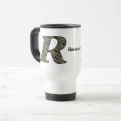 Monogramm Initiale R Hortensien Blumen Personalisi Reisebecher (Vorderseite Links)