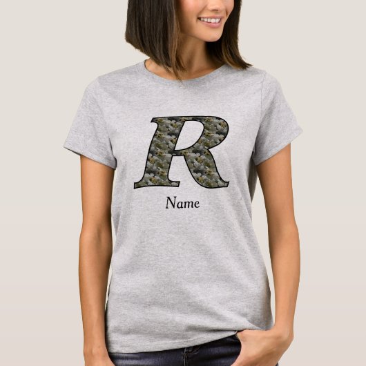 Monogramm Initiale R Hortensien Blumen Personalisi T-Shirt (Vorderseite)
