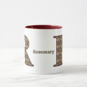 Monogramm Initiale R Vintage-Blumenmuster personal Tasse (Zentrum)