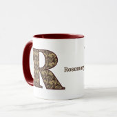 Monogramm Initiale R Vintage-Blumenmuster personal Tasse (Vorderseite Links)
