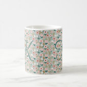 Monogramm Initiale Rosa Grün Aquarell Blumen  Kaffeetasse (Mittel)
