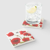 Monogramm Initiale Rote Mohn-Blume Wasserfarbe Steinuntersetzer (Seitenansicht)