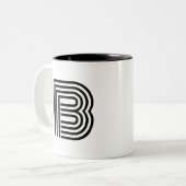Monogramm Initiale Schwarz Modern Einfach Zweifarbige Tasse (Vorderseite Links)