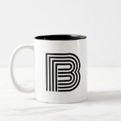 Monogramm Initiale Schwarz Modern Einfach Zweifarbige Tasse (Links)