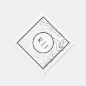 Monogramm Initiale Schwarz Weiß Abstrakt Coole Hoc Serviette (Ecke)