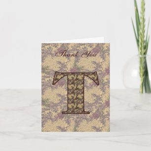 Monogramm Initiale T Elegante Florale Dankeskarten Dankeskarte