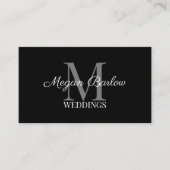 Monogramm Initiale und Name Schwarz Elegant Visitenkarte (Vorderseite)