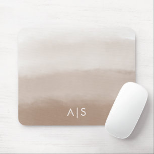 Monogramm Initiale Wasserfarbe Pilz Braun Ombre Mousepad
