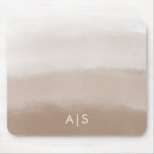 Monogramm Initiale Wasserfarbe Pilz Braun Ombre Mousepad (Vorne)