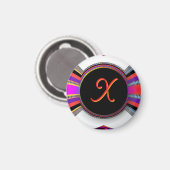 Monogramm Initiale X Regenbogen Magnet (Vorderseite/Rückseite)