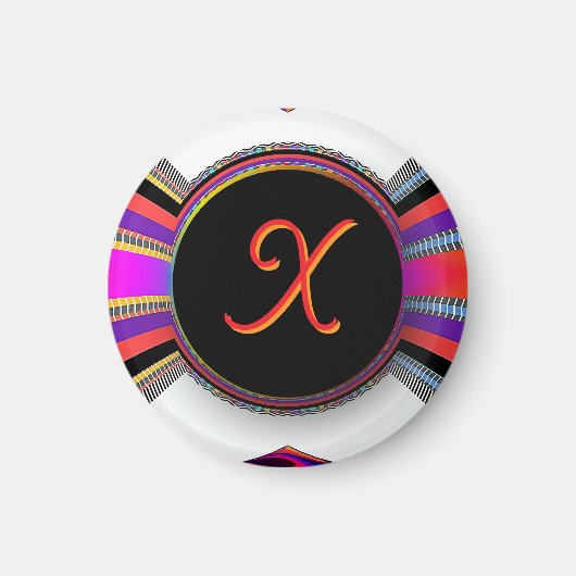 Monogramm Initiale X Regenbogen Magnet (Vorne)
