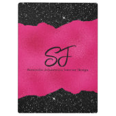 Monogramm-Initialen auf luxuriösem Schwarz und Hot Klemmbrett (Rückseite)