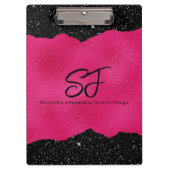 Monogramm-Initialen auf luxuriösem Schwarz und Hot Klemmbrett (Vorderseite)