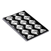 Monogramm-Initialen auf Schwarz-Weiß-Radmuster Notizblock (Rechte Seite)