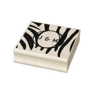 Monogramm-Initialen auf Zebra Print-Briefmarke Gummistempel