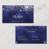 Monogramm-Initialen aus blauem Glitzer Visitenkarte (Vorne/Hinten)