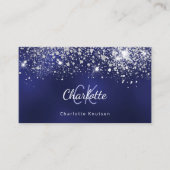 Monogramm-Initialen aus blauem Glitzer Visitenkarte (Vorderseite)